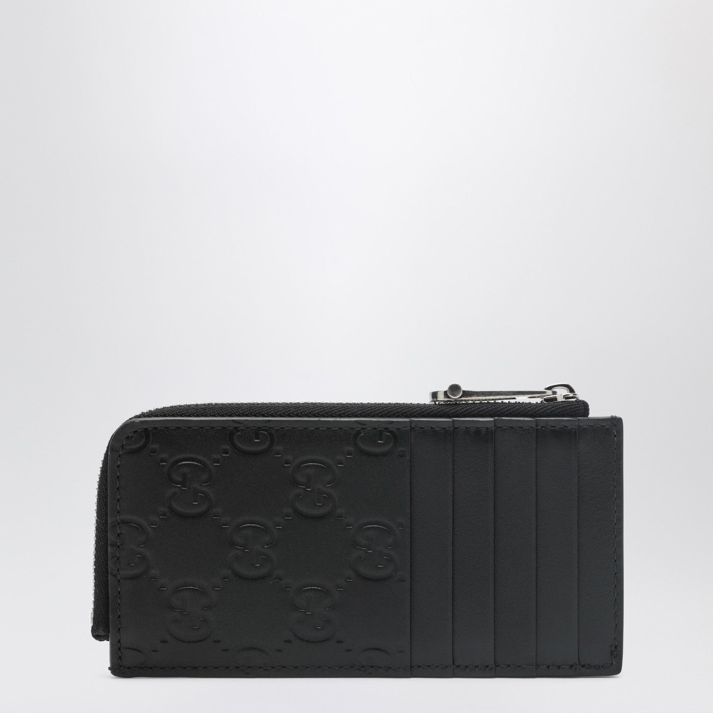 Schwarzes GG-Emblem-Kartenetui mit Reißverschluss