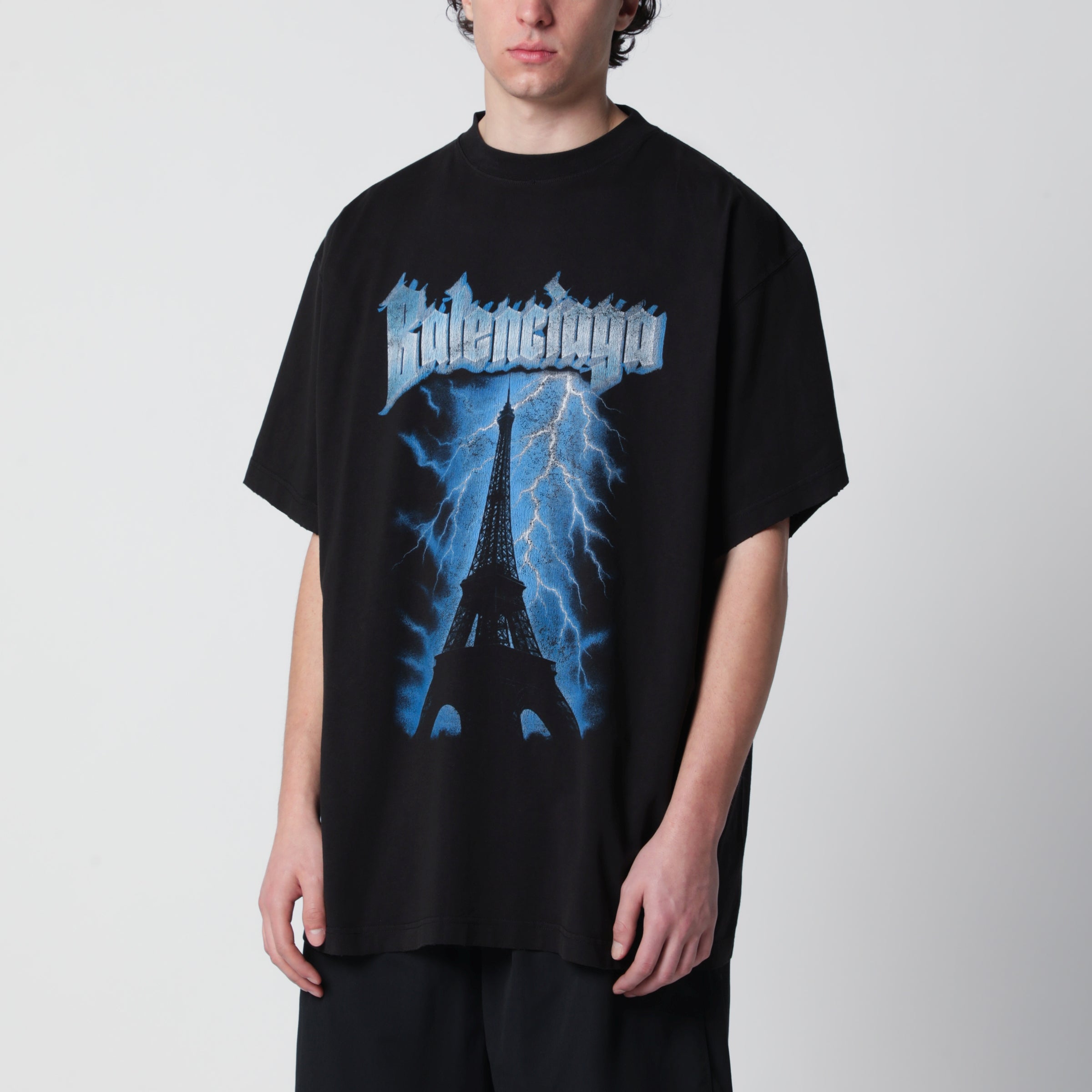 Balenciaga Paris Thunderstorm oversized black T-shirt | TheDoubleF
