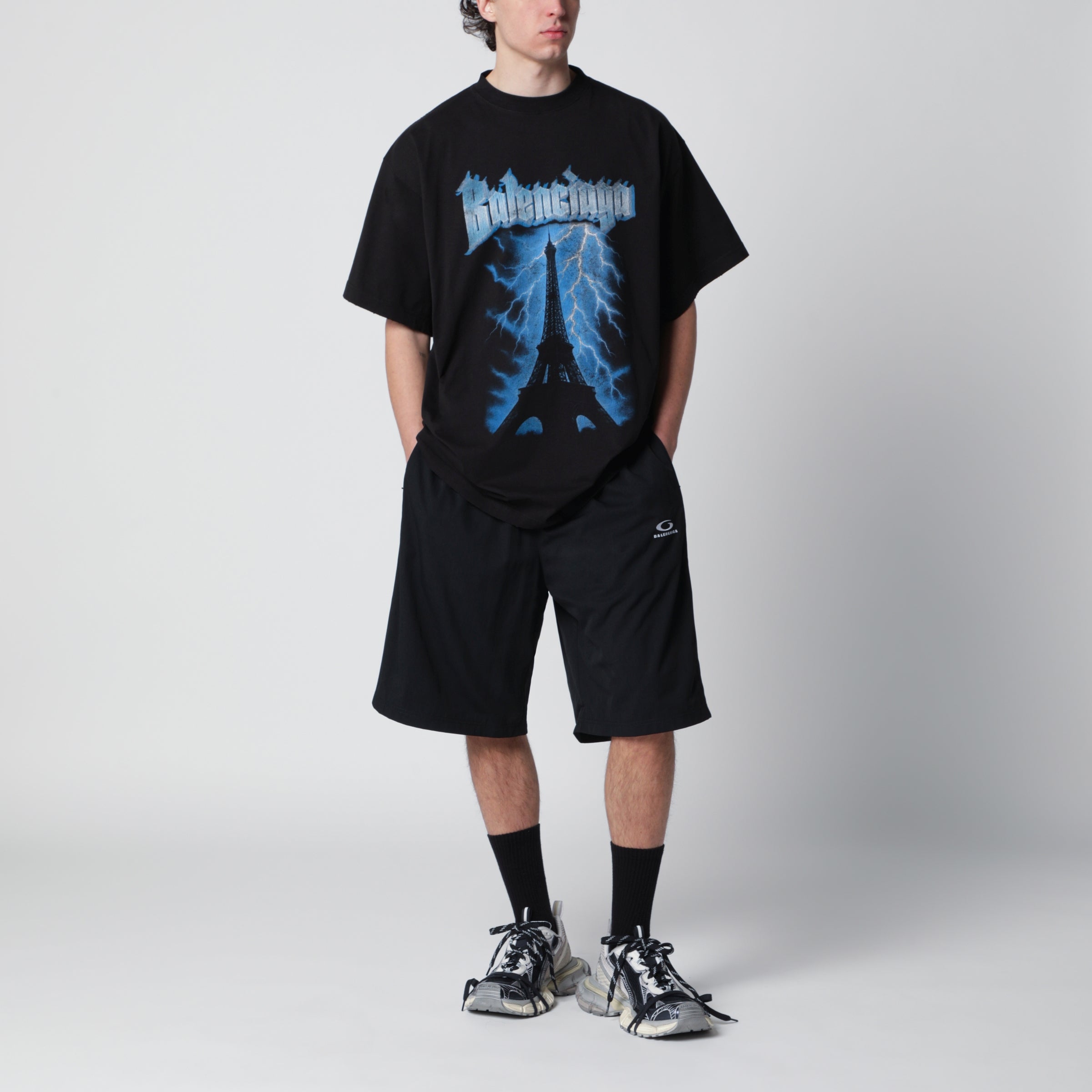 Balenciaga Paris Thunderstorm oversized black T-shirt | TheDoubleF