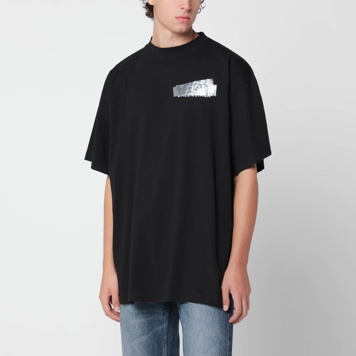 T-shirt oversize nera in cotone