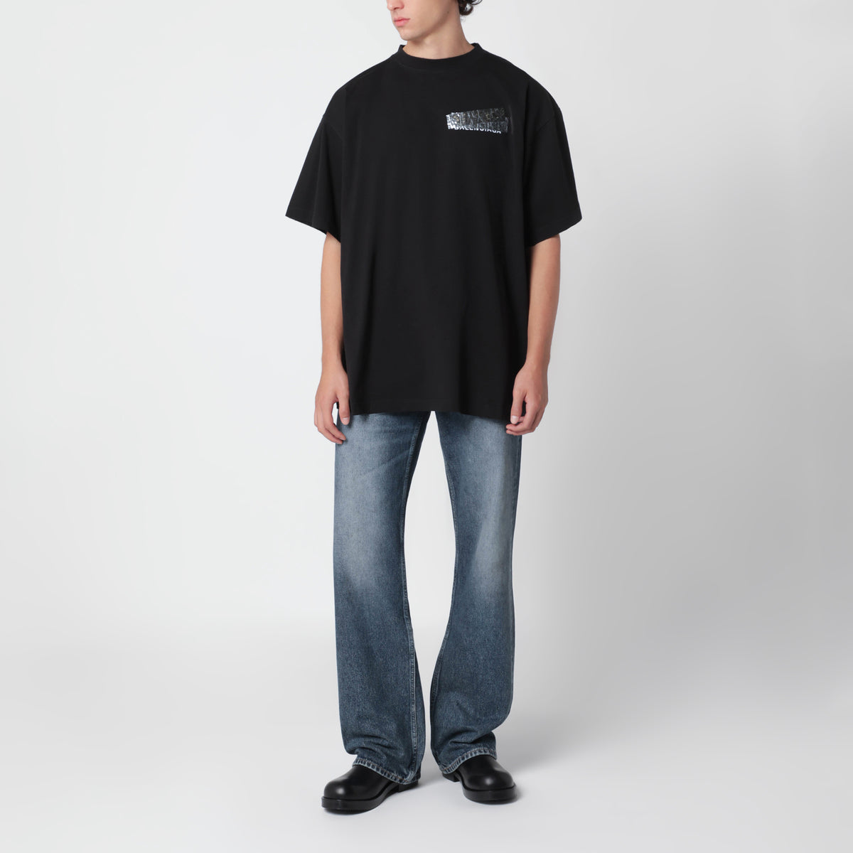 T-shirt oversize nera in cotone
