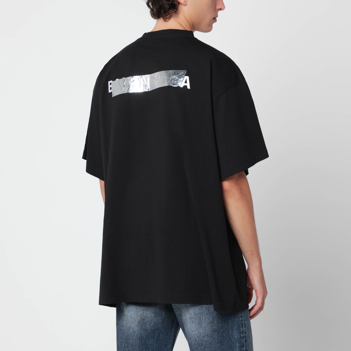 T-shirt oversize nera in cotone