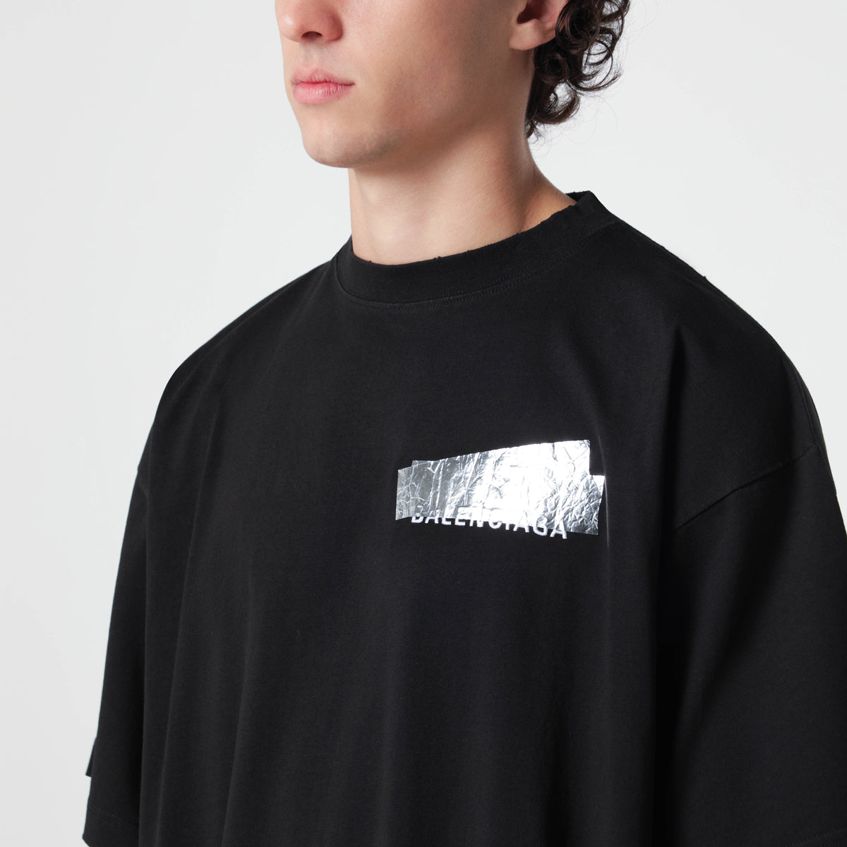 T-shirt oversize nera in cotone