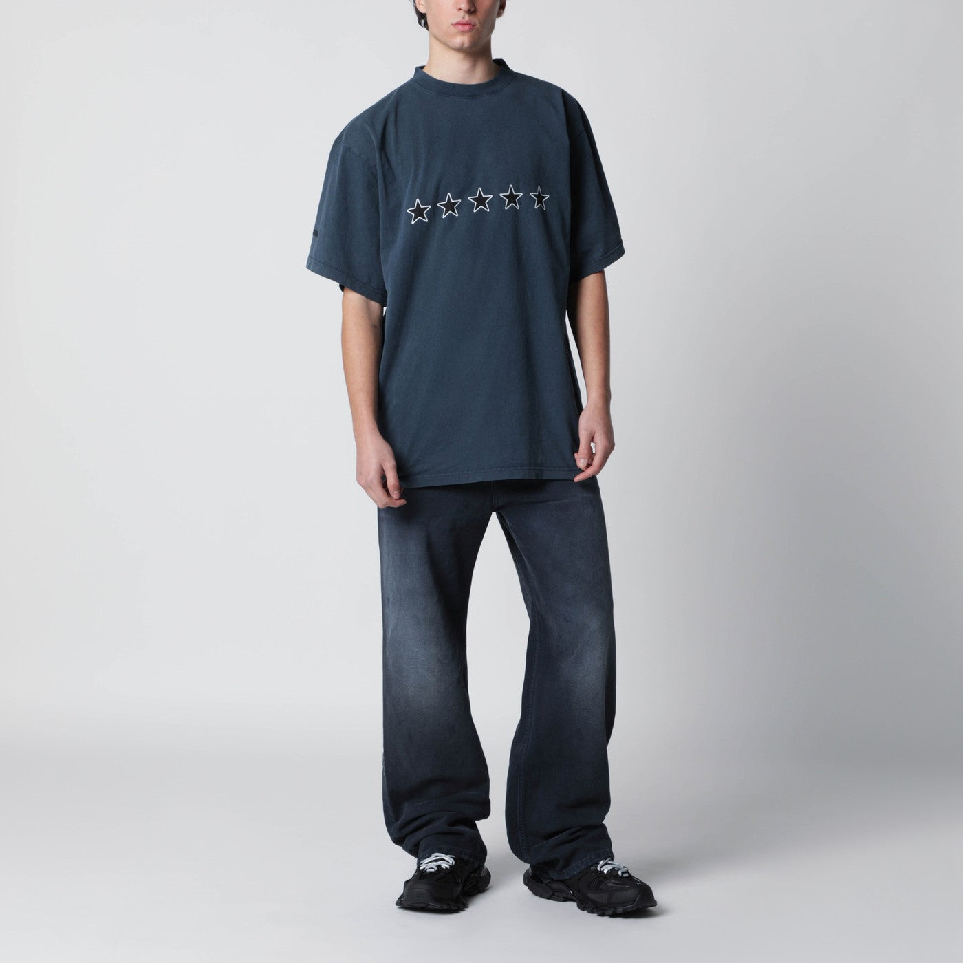 Balenciaga Washed navy blue oversized T-shirt | TheDoubleF