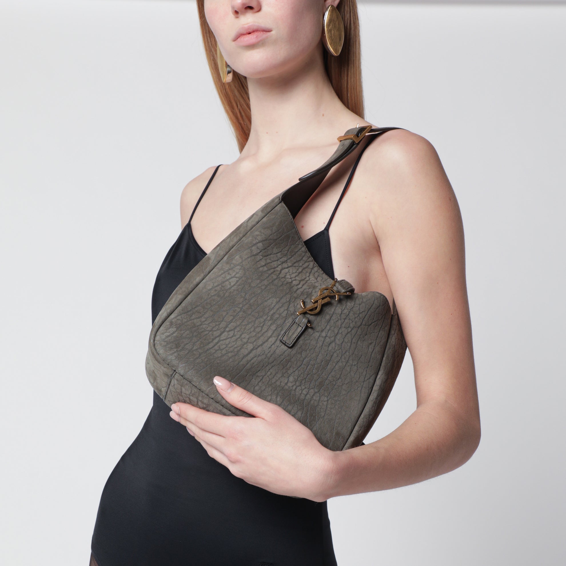 Sac Le 5 à 7 souple micro en nubuck gris zinc