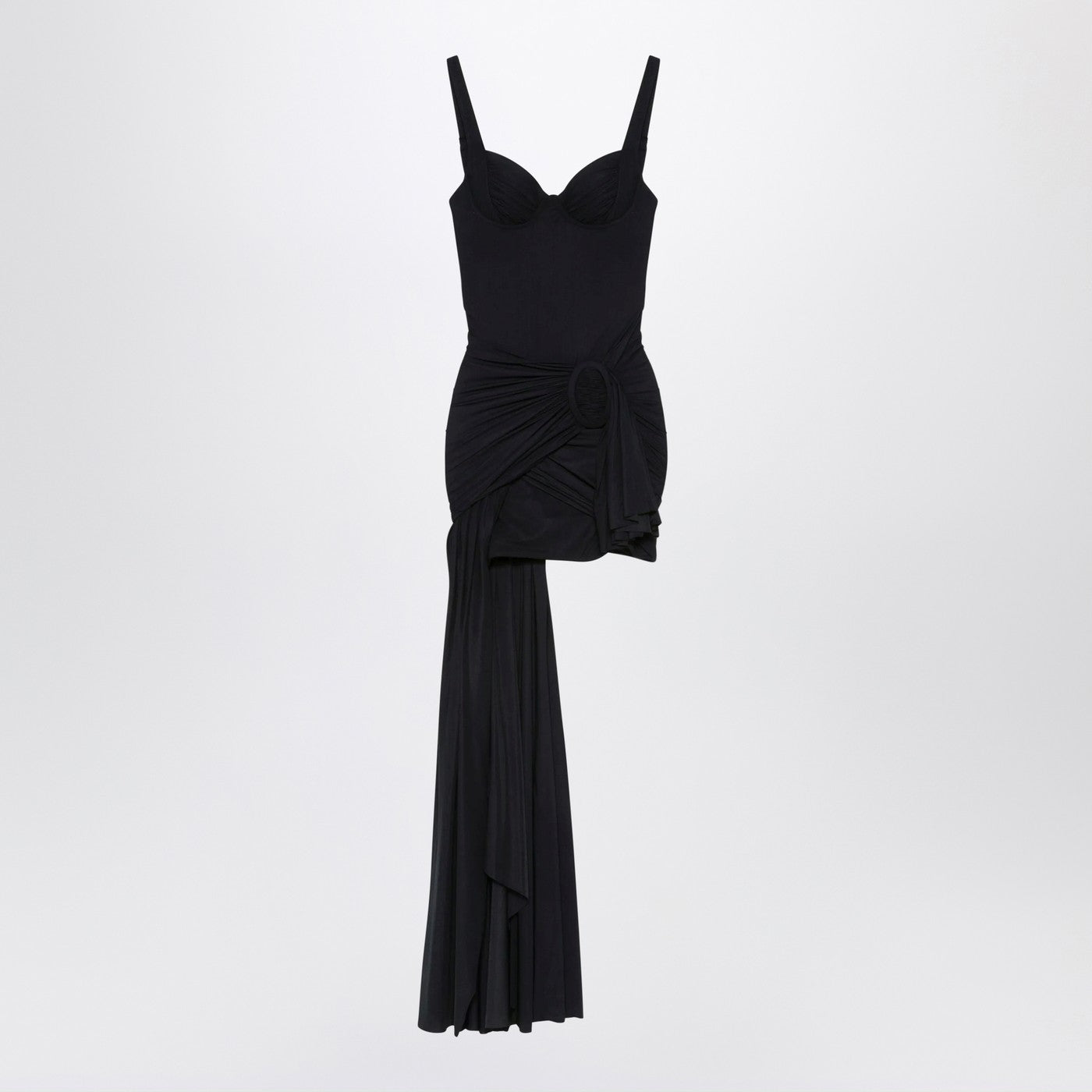 Mini-robe drapée noire en jersey