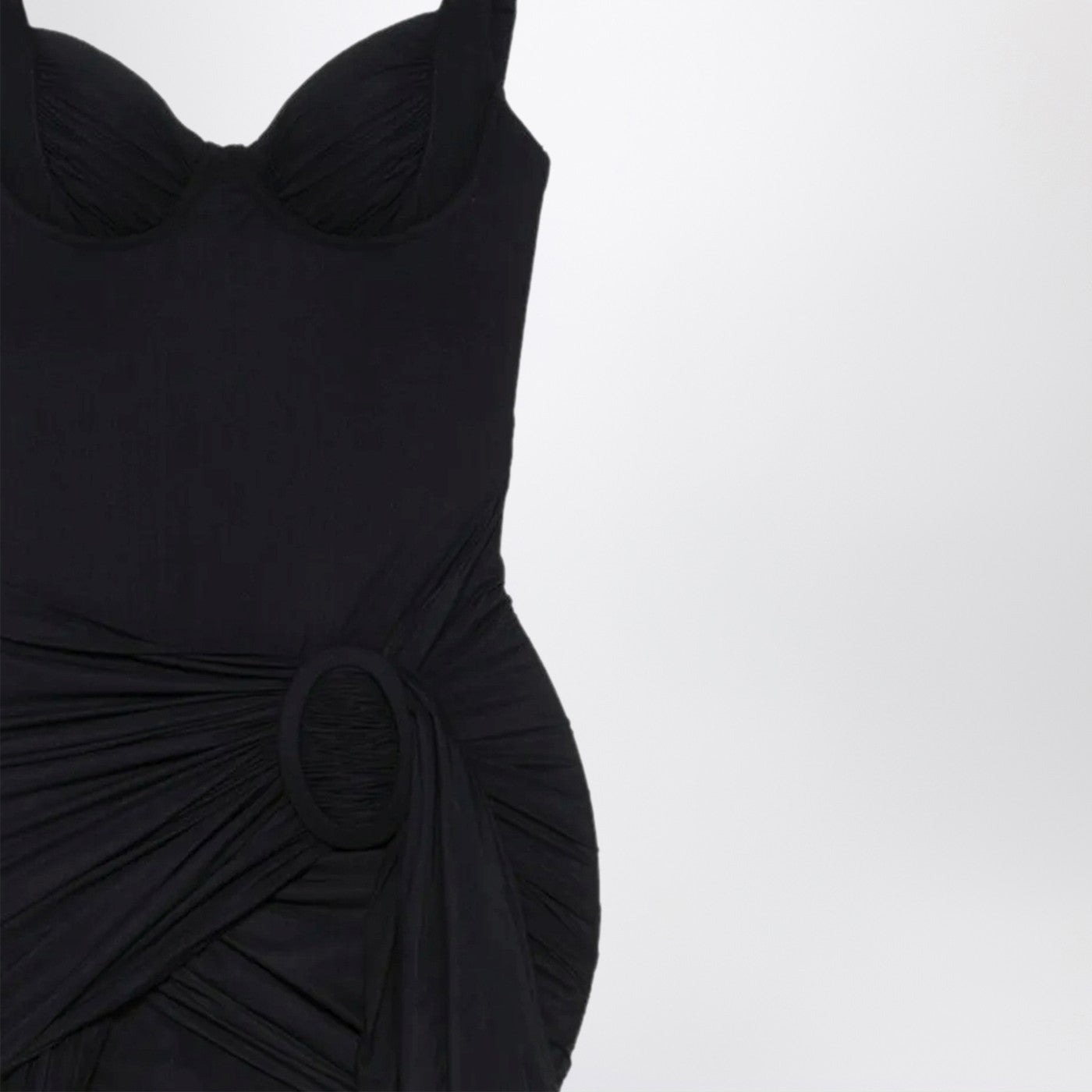 Mini-robe drapée noire en jersey