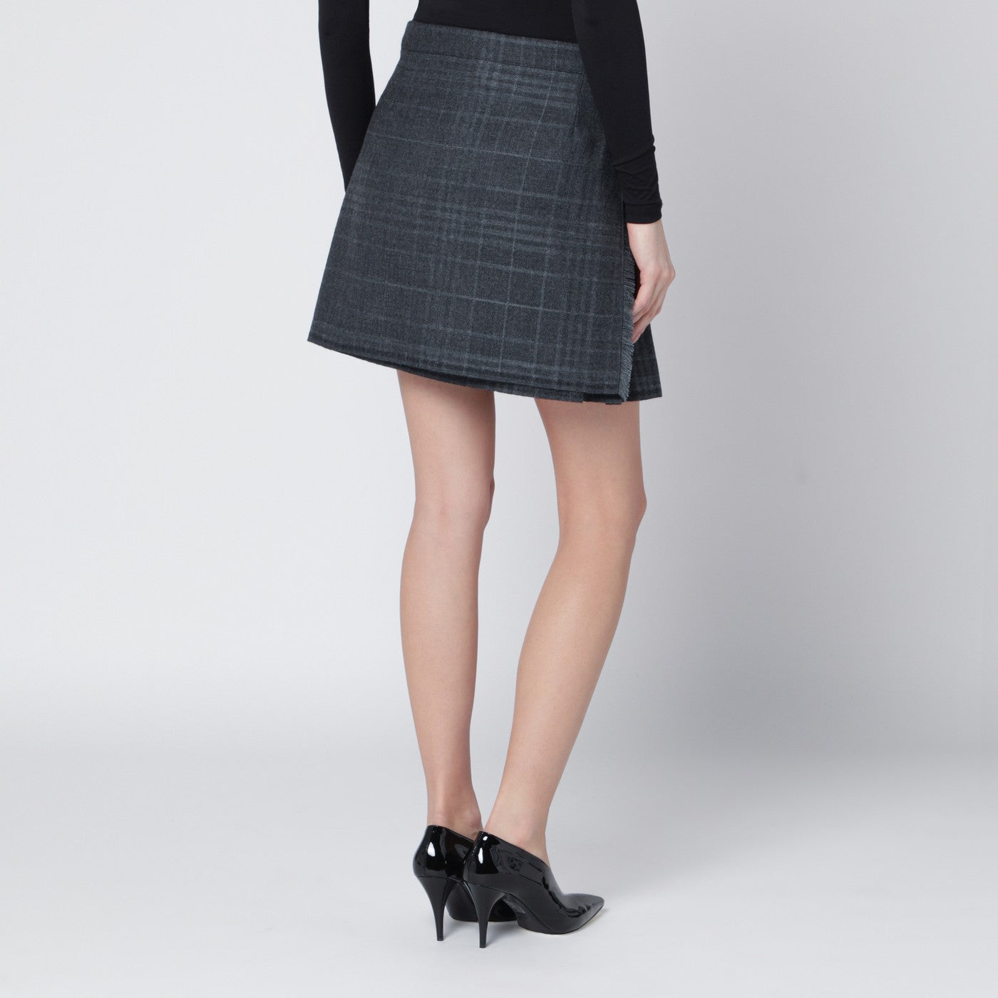Mini gonna grigia effetto ombreggiato in tartan