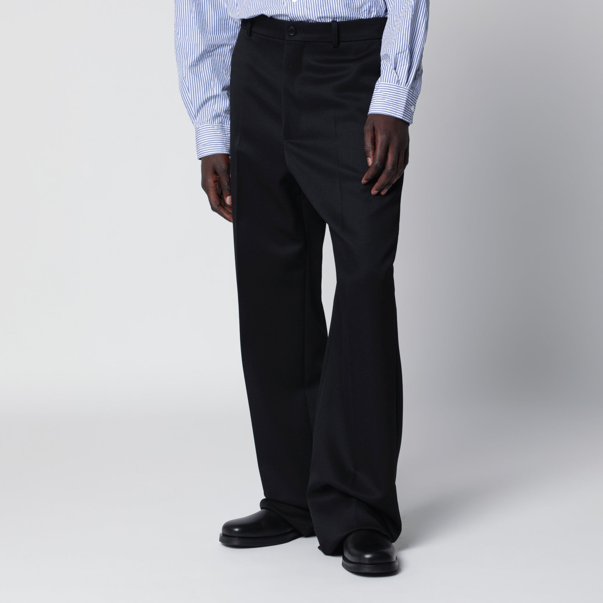 Too Far tailored trousers in dry wool, black