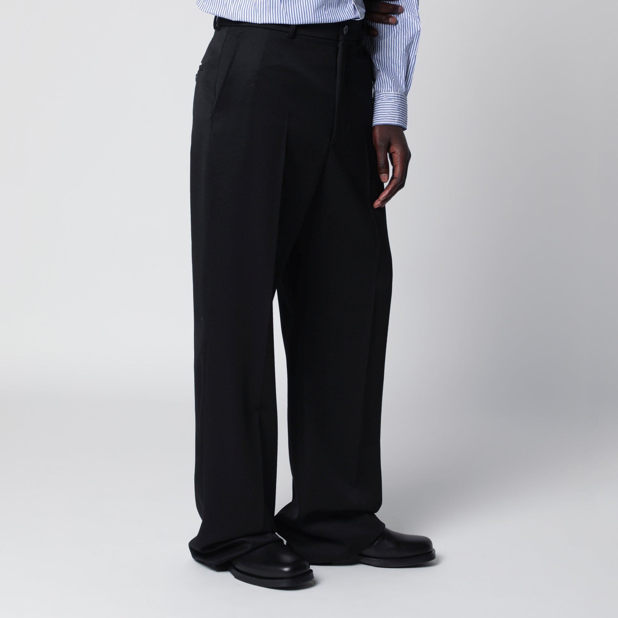 Too Far tailored trousers in dry wool, black