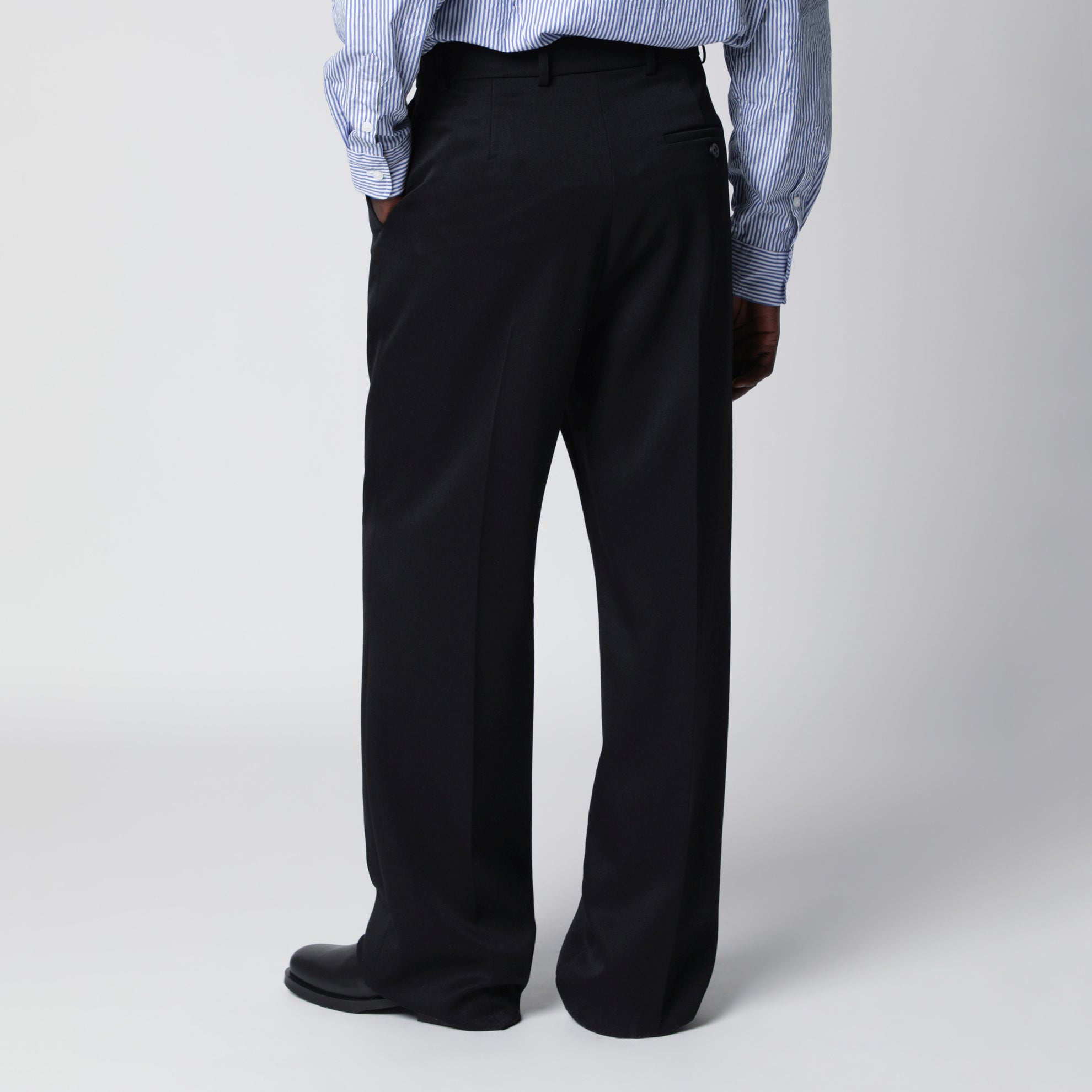 Too Far tailored trousers in dry wool, black