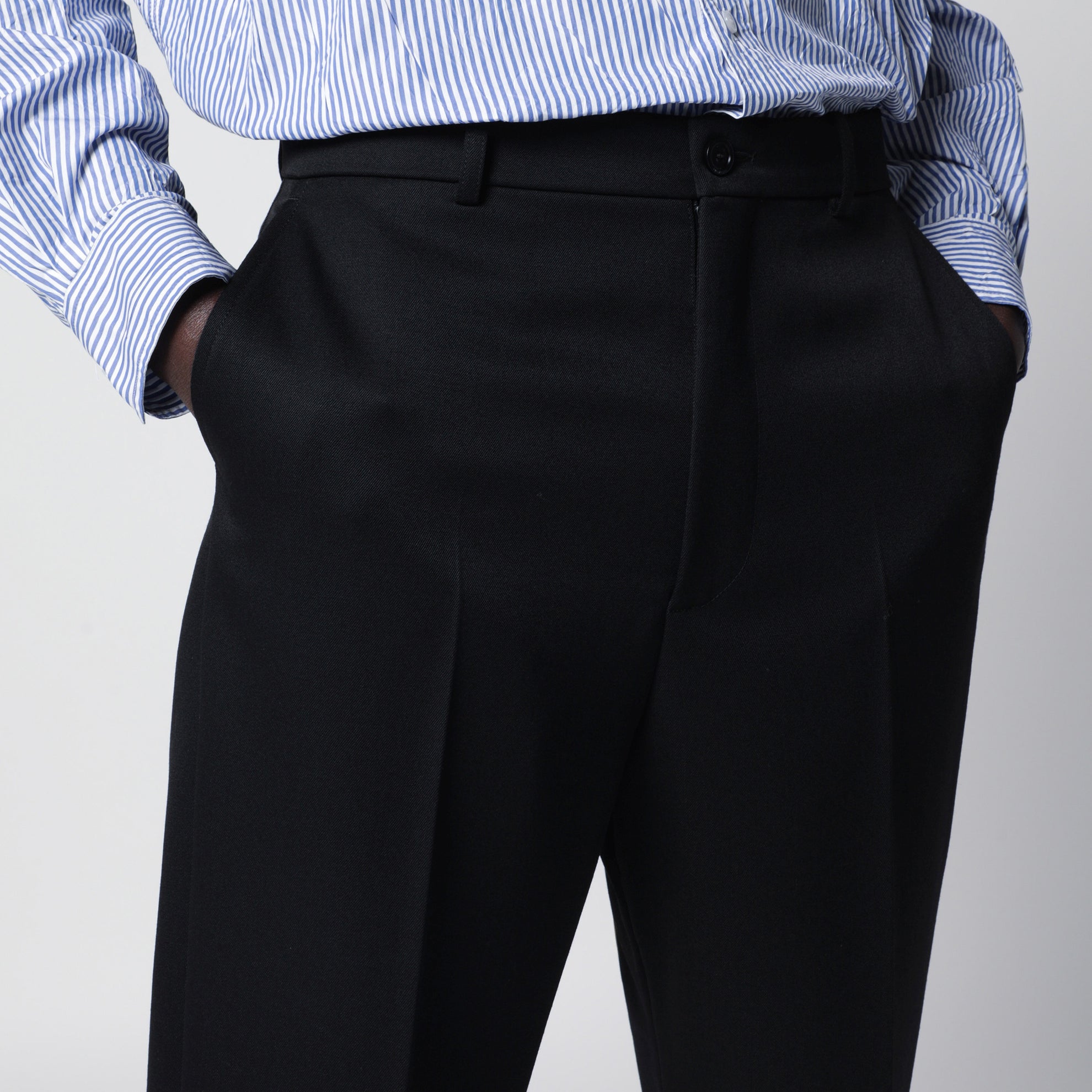 Too Far tailored trousers in dry wool, black