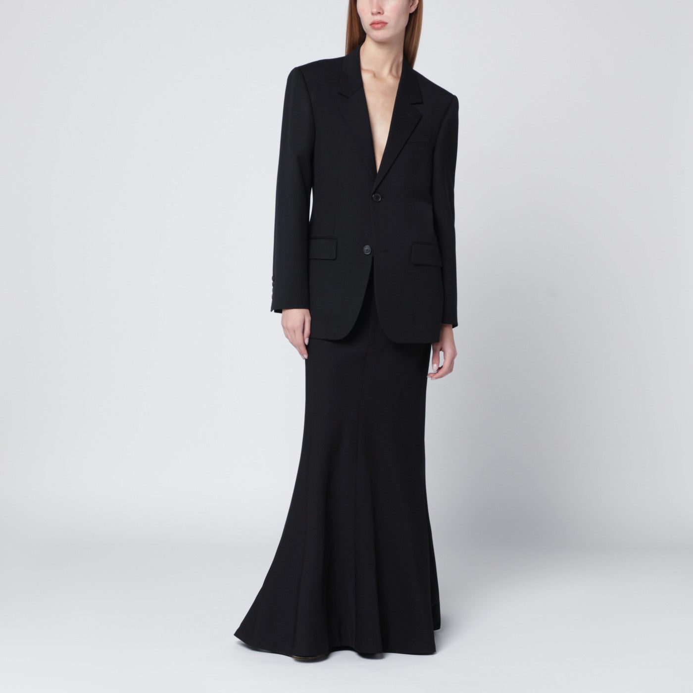 Single-breasted black wool jacket