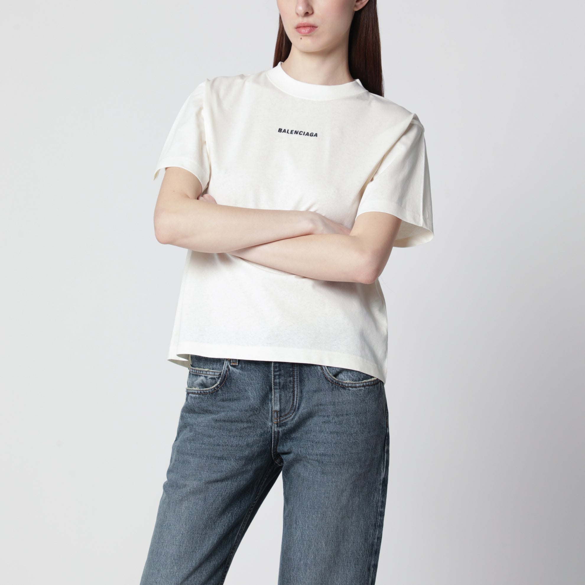 T-Shirt Balenciaga Back Medium Fit color crema