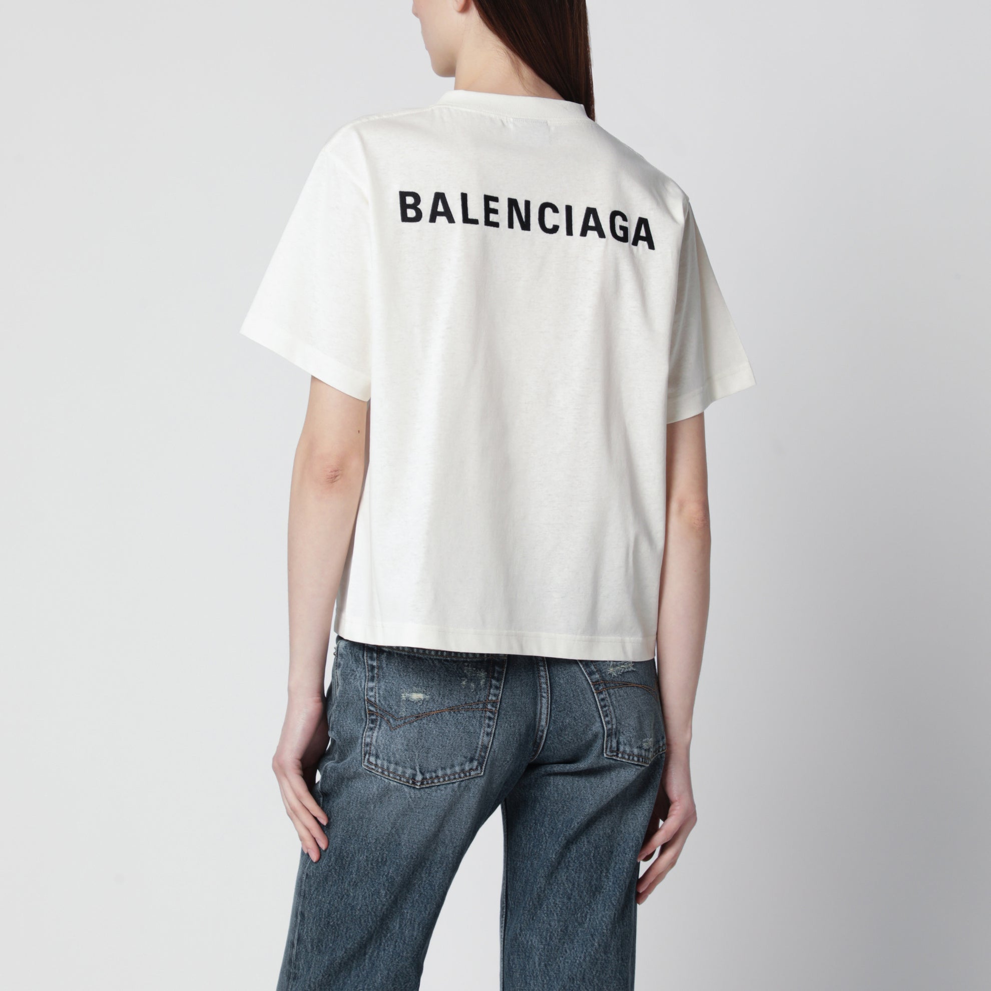 T-Shirt Balenciaga Back Medium Fit color crema