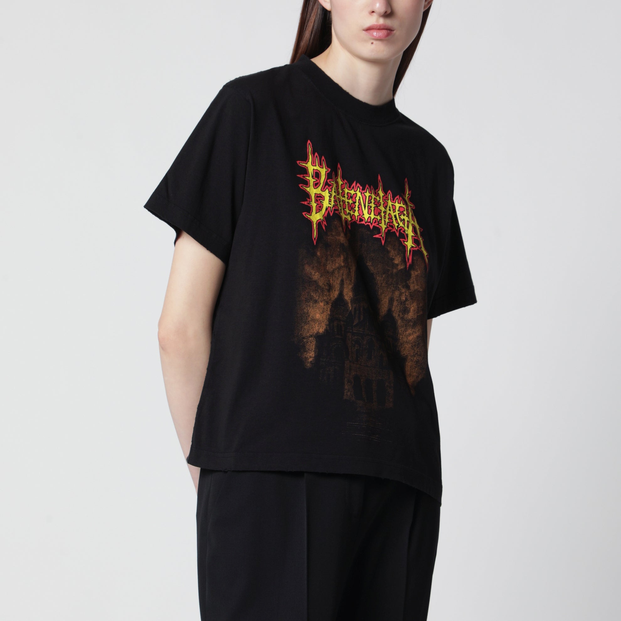 Sacré Cœur print medium-fit cotton T-shirt in black