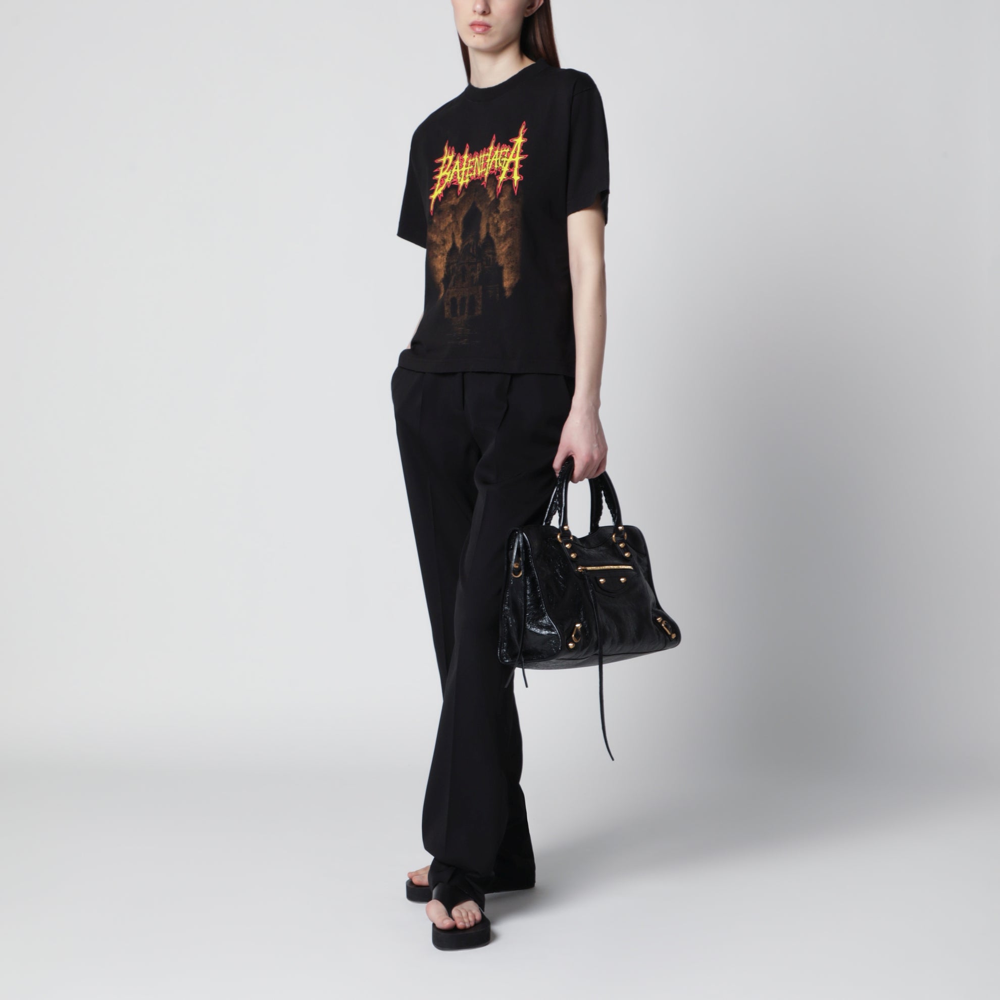 Sacré Cœur print medium-fit cotton T-shirt in black