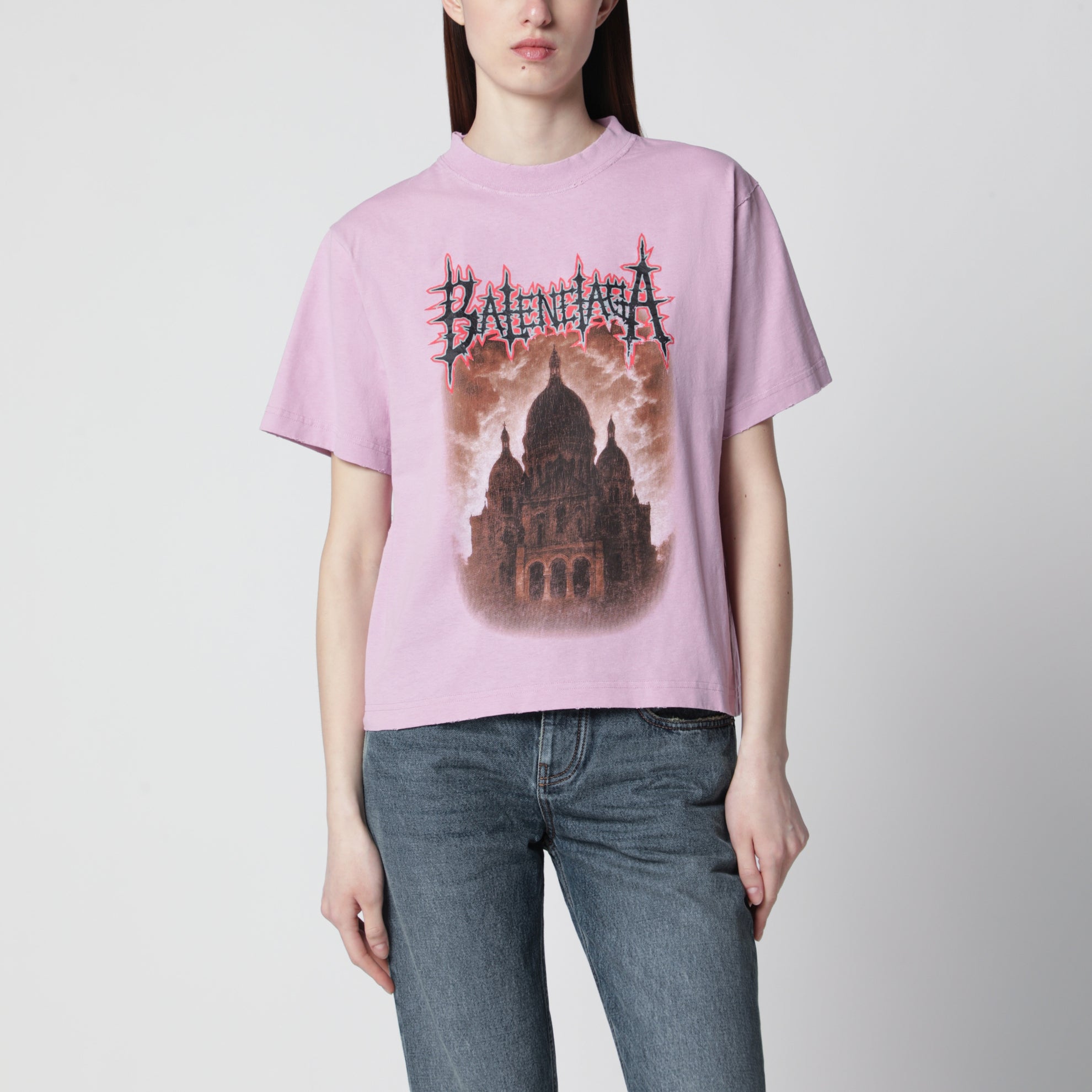 T-shirt Sacré Cœur in jersey rosa antico