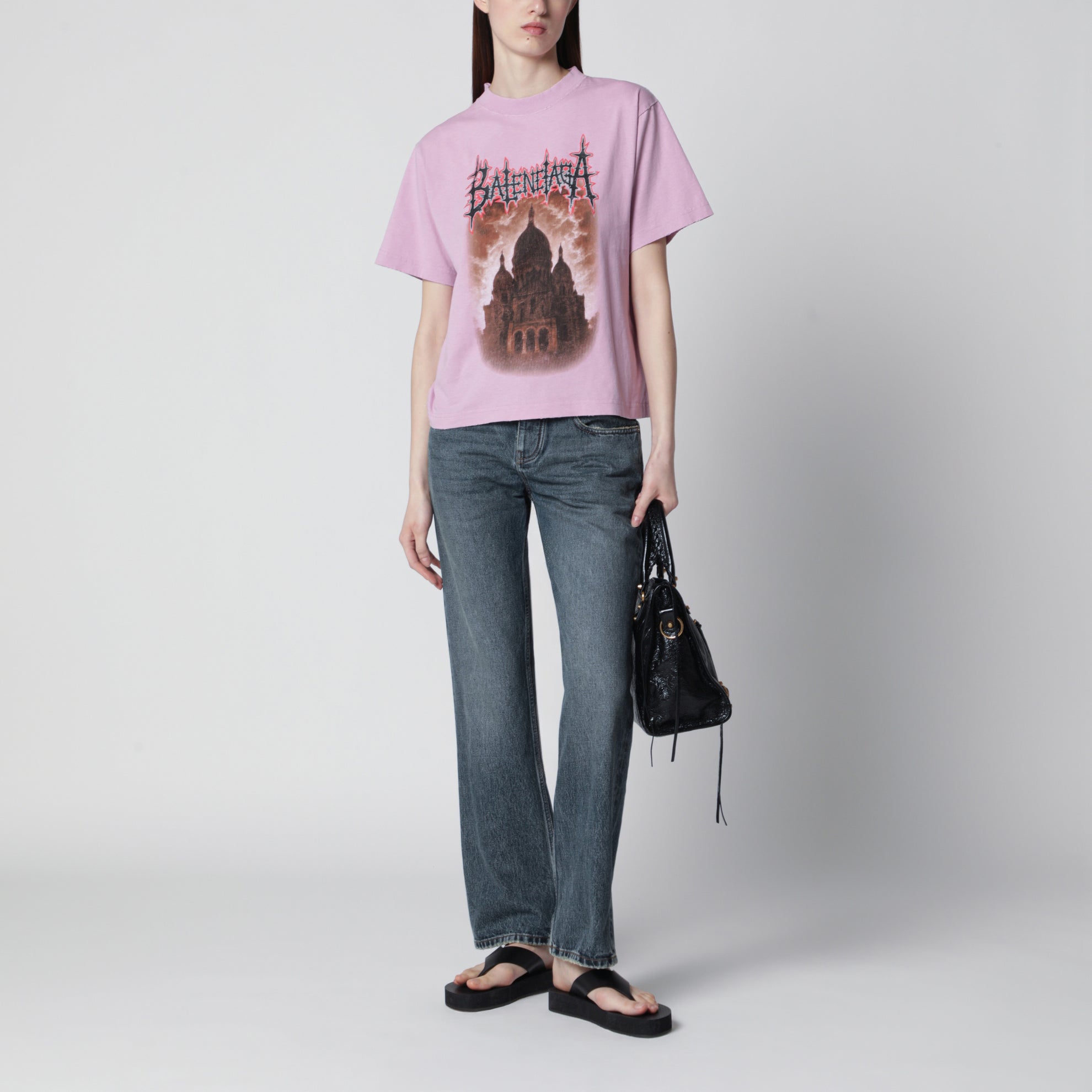 T-shirt Sacré Cœur in jersey rosa antico
