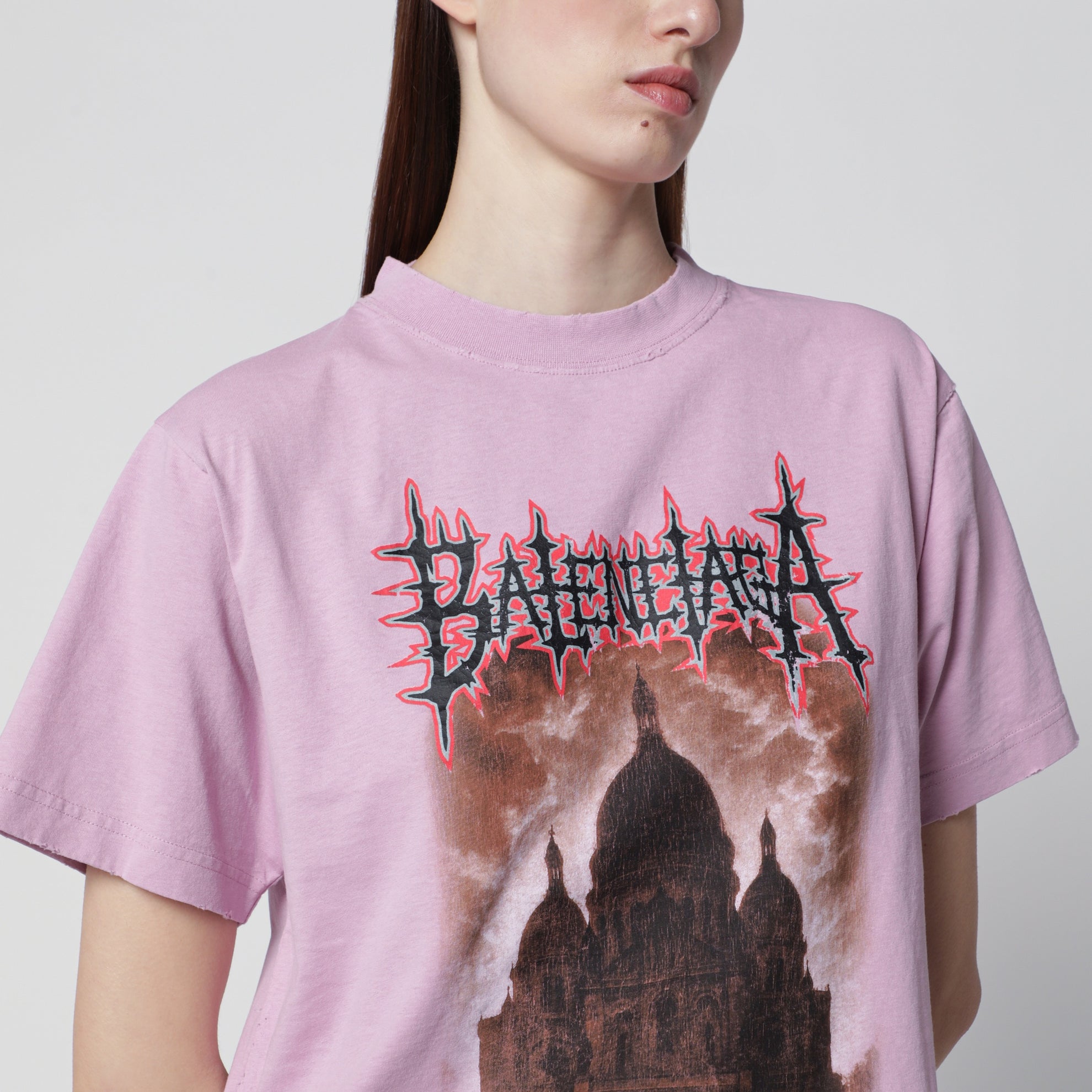 T-shirt Sacré Cœur in jersey rosa antico
