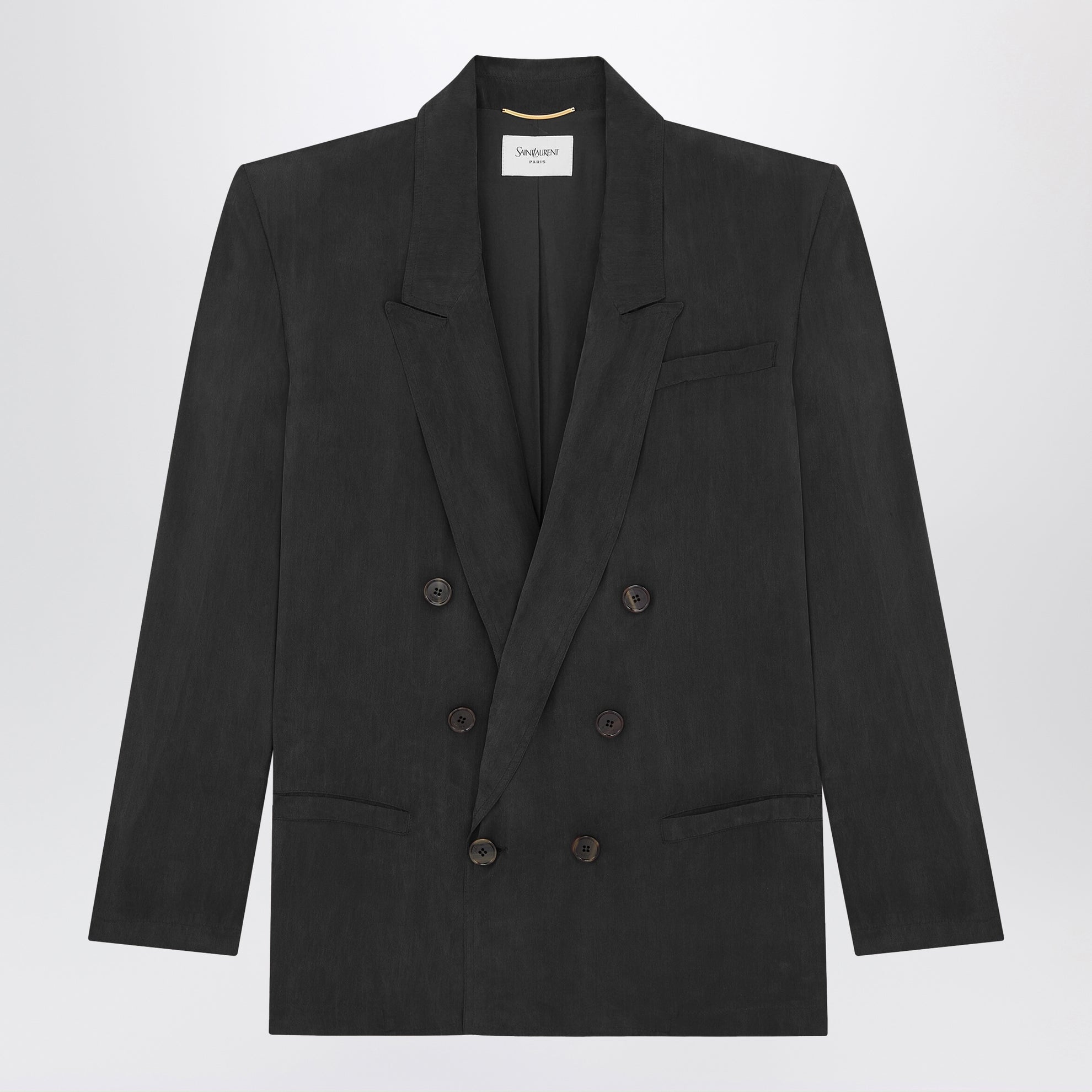 Black Double-Breasted Silk Jacket