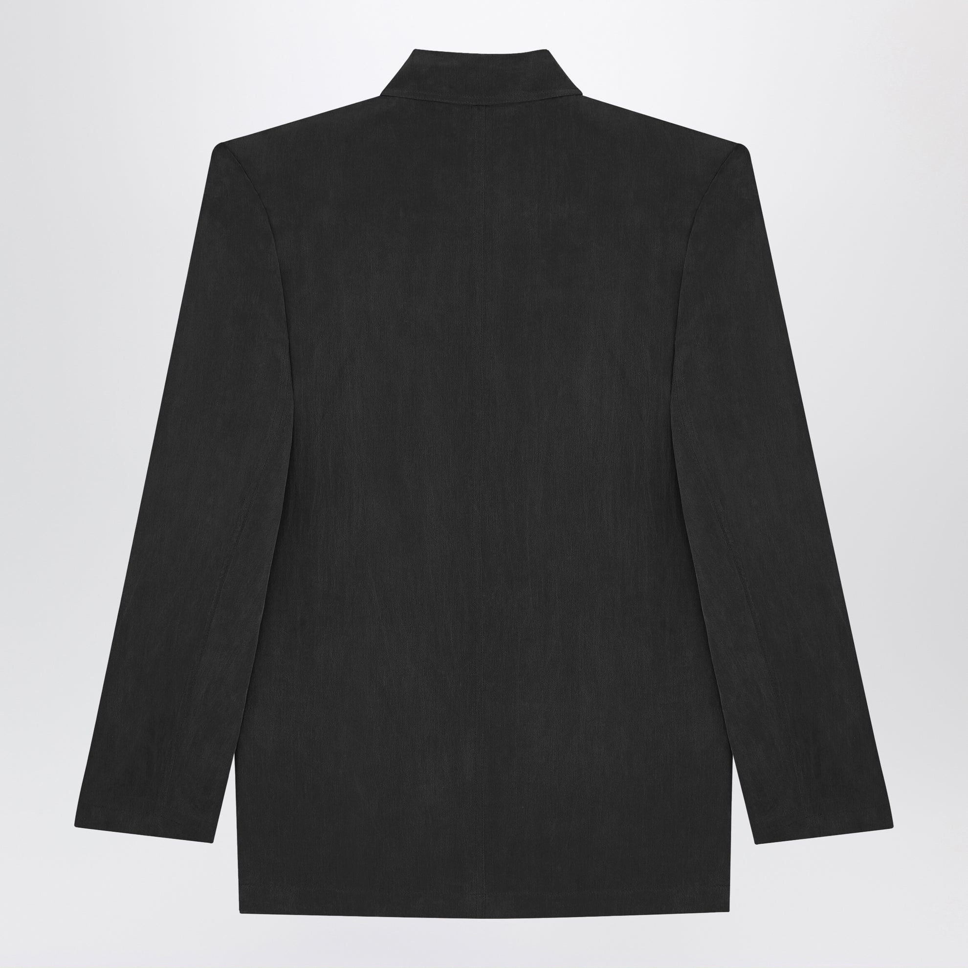 Black Double-Breasted Silk Jacket