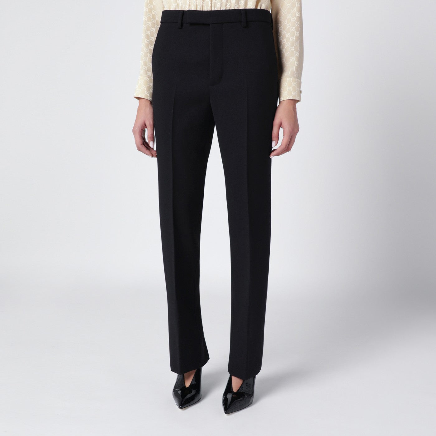Schwarze Skinny-Wollhose