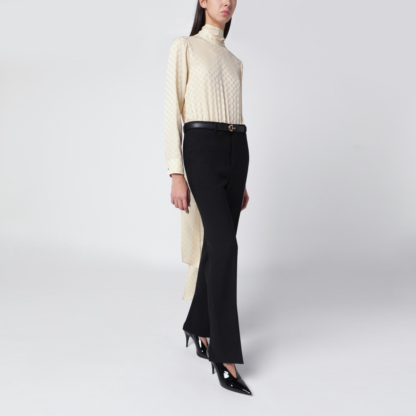 Schwarze Skinny-Wollhose