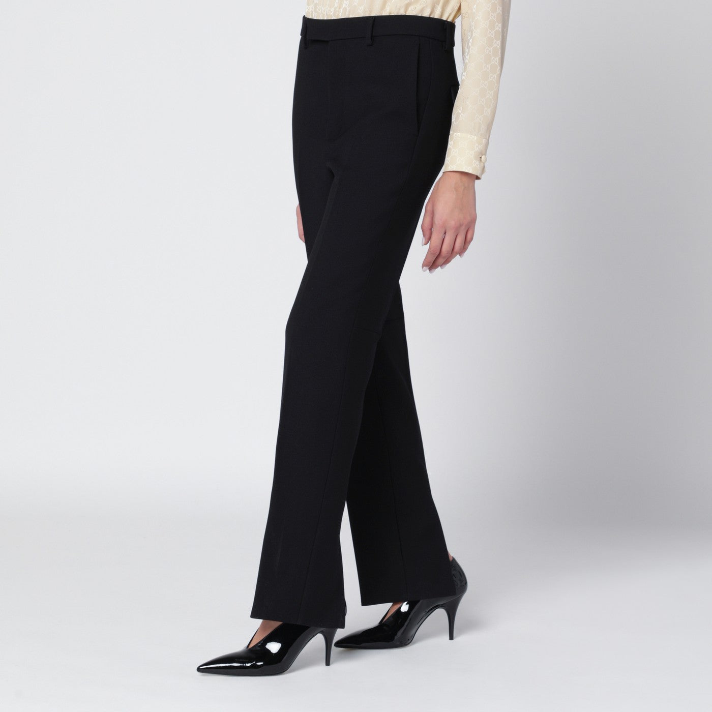 Schwarze Skinny-Wollhose