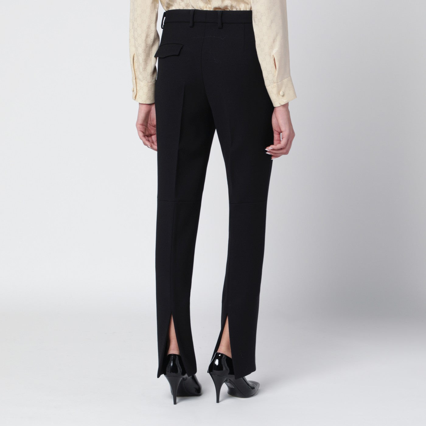 Schwarze Skinny-Wollhose