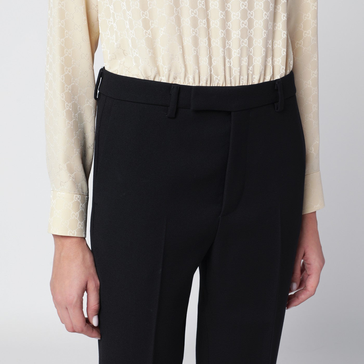 Schwarze Skinny-Wollhose