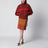 Veste rouge en coton avec col mao
