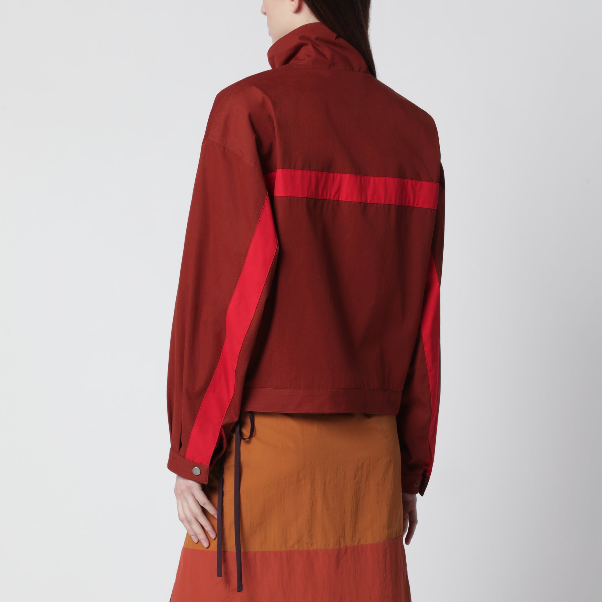 Veste rouge en coton avec col mao