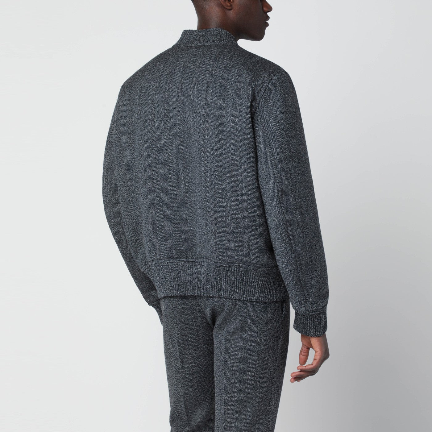 Bomber reversibile in tessuto mouliné bianco/nero