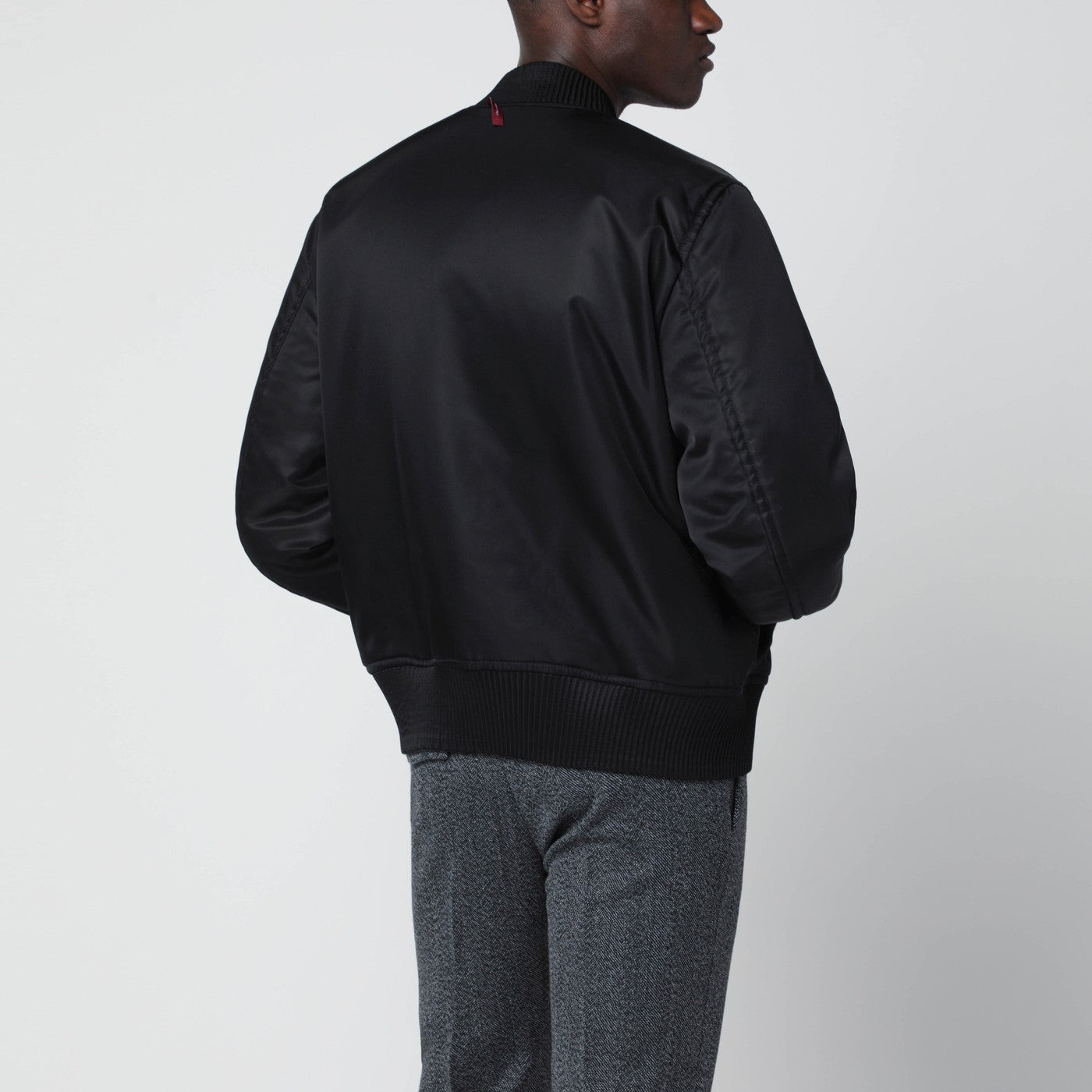 Bomber reversibile in tessuto mouliné bianco/nero