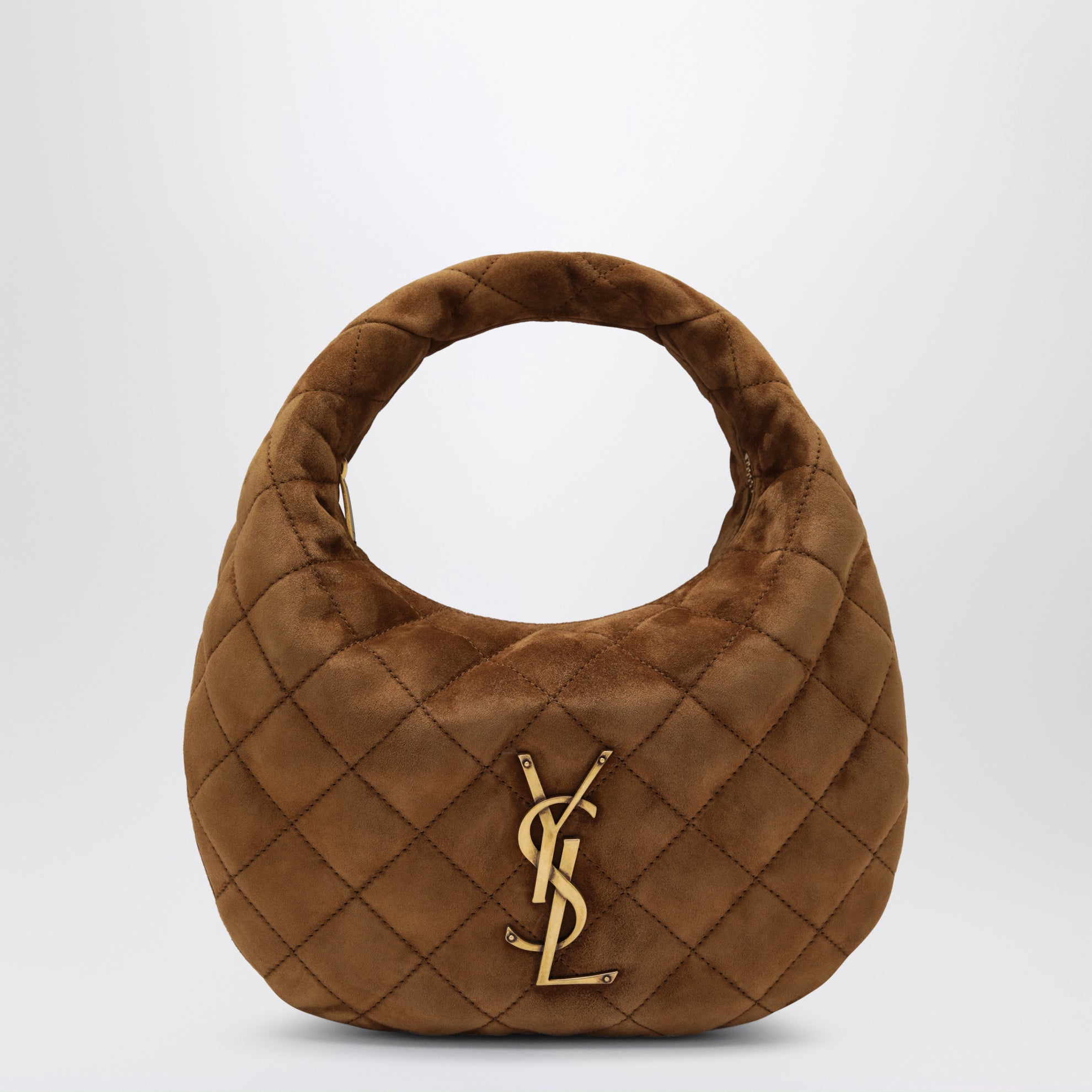 Sac Icarino couleur caramel en daim matelassé