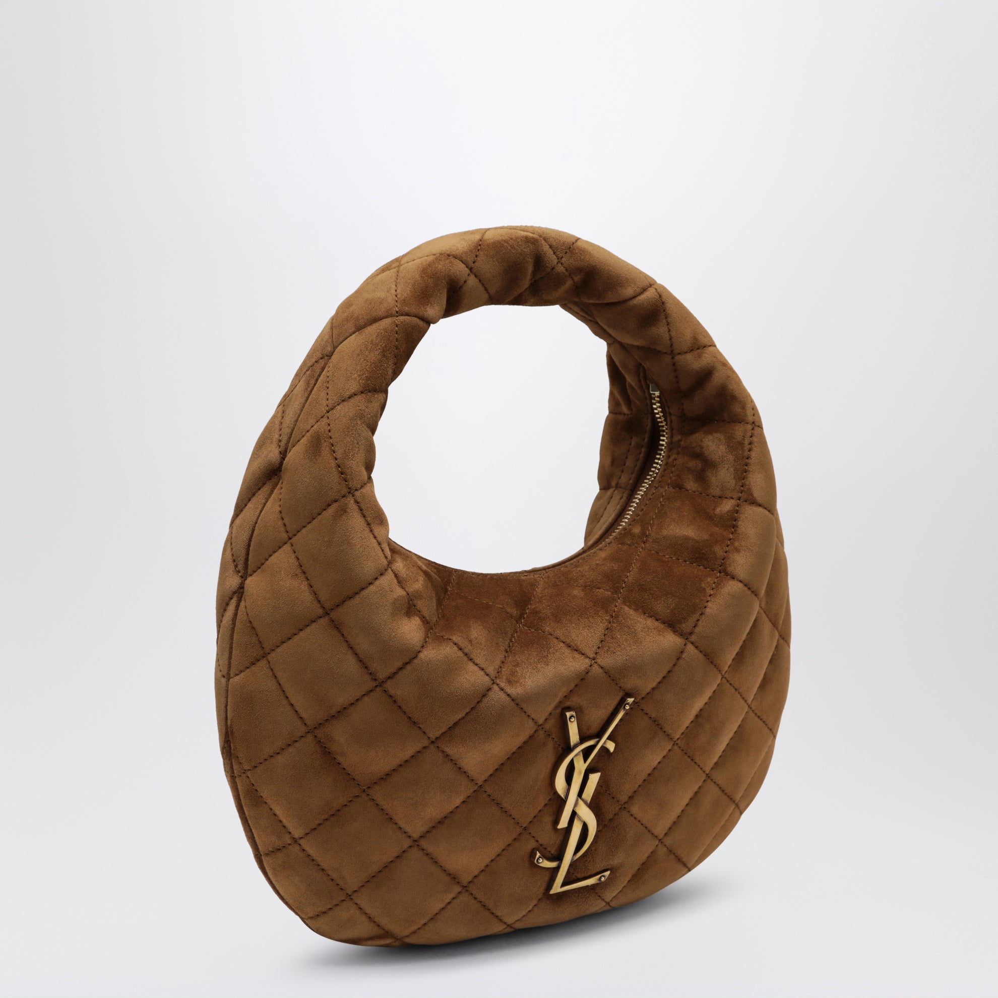 Sac Icarino couleur caramel en daim matelassé