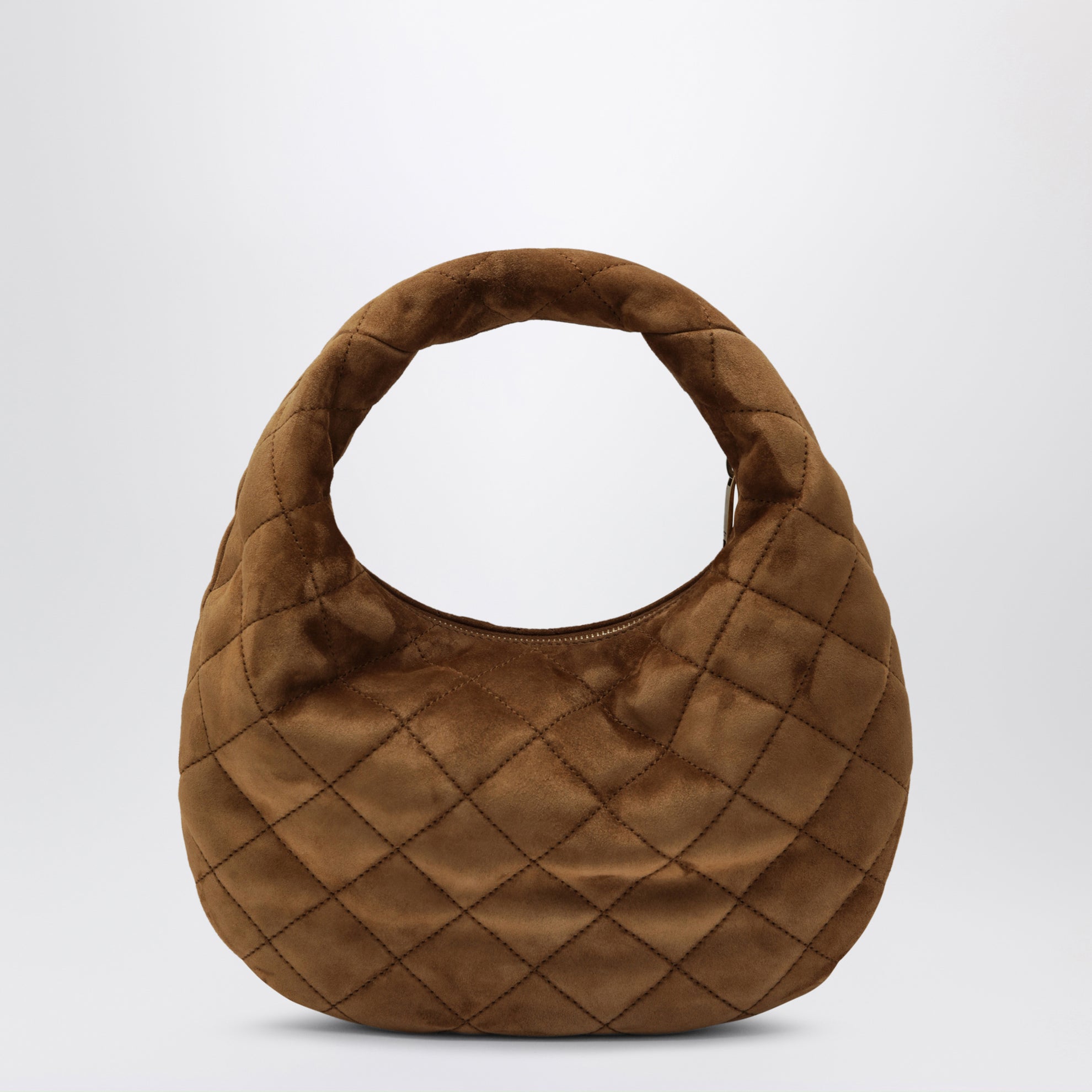 Sac Icarino couleur caramel en daim matelassé