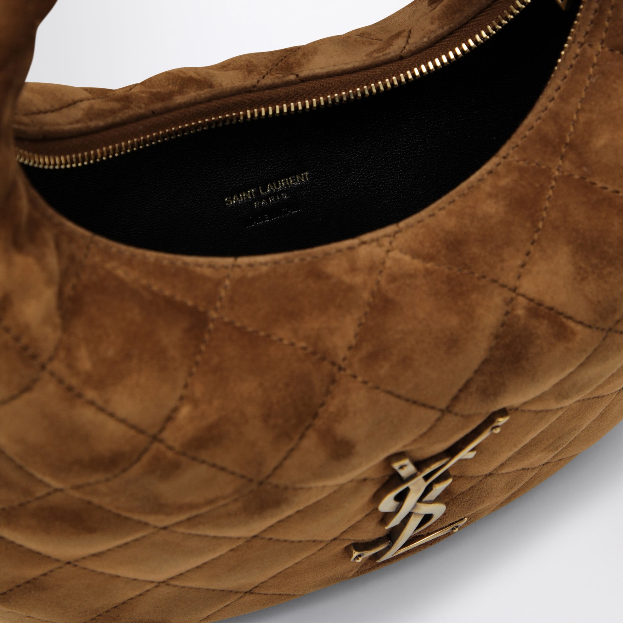 Sac Icarino couleur caramel en daim matelassé