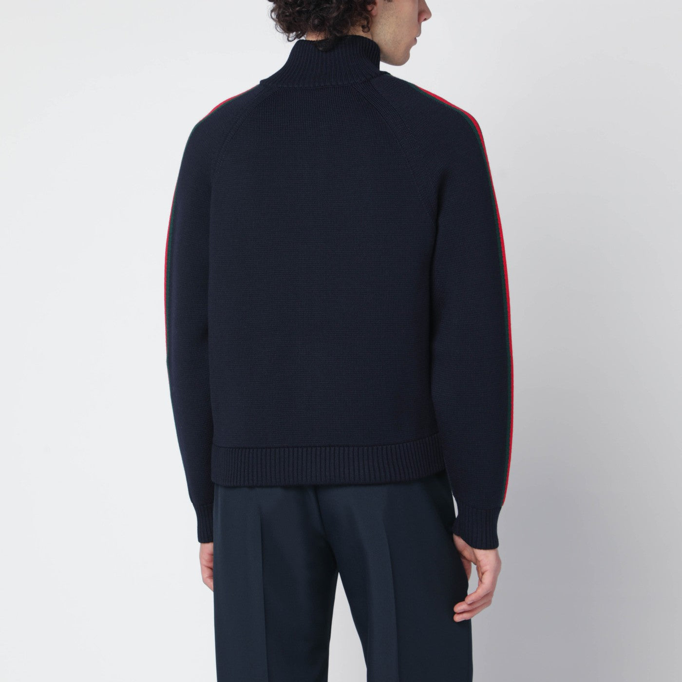 Dark blue wool zip-up cardigan