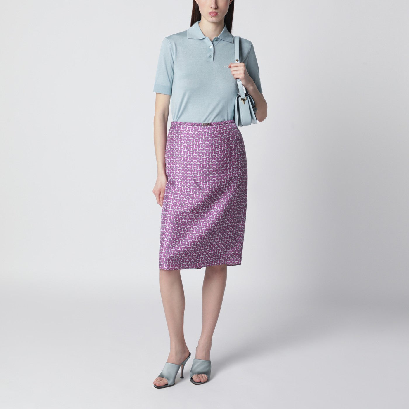 Polo azzurra in cashmere e seta