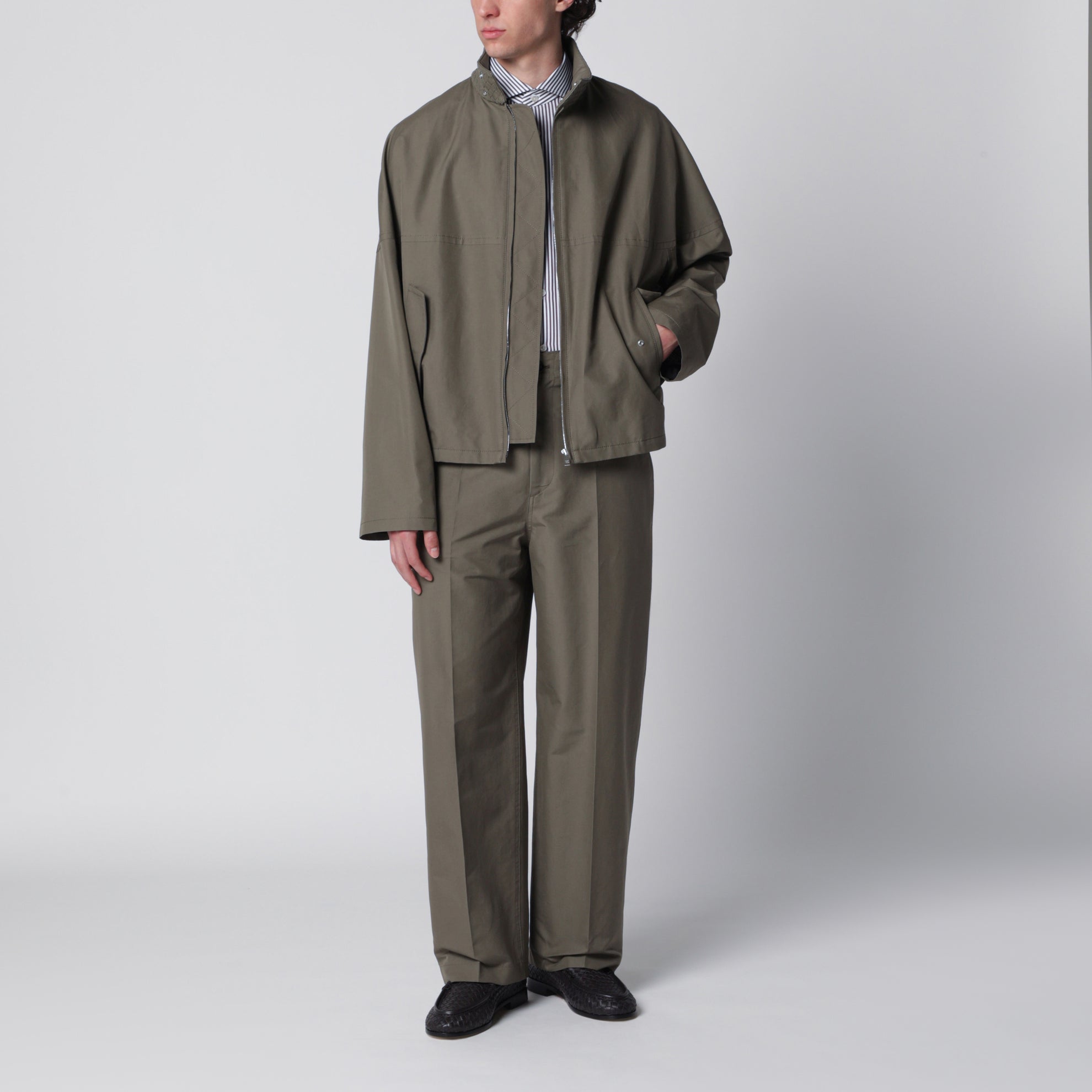 Harrington-Jacke aus kompakter Baumwolle in Stahlgrau