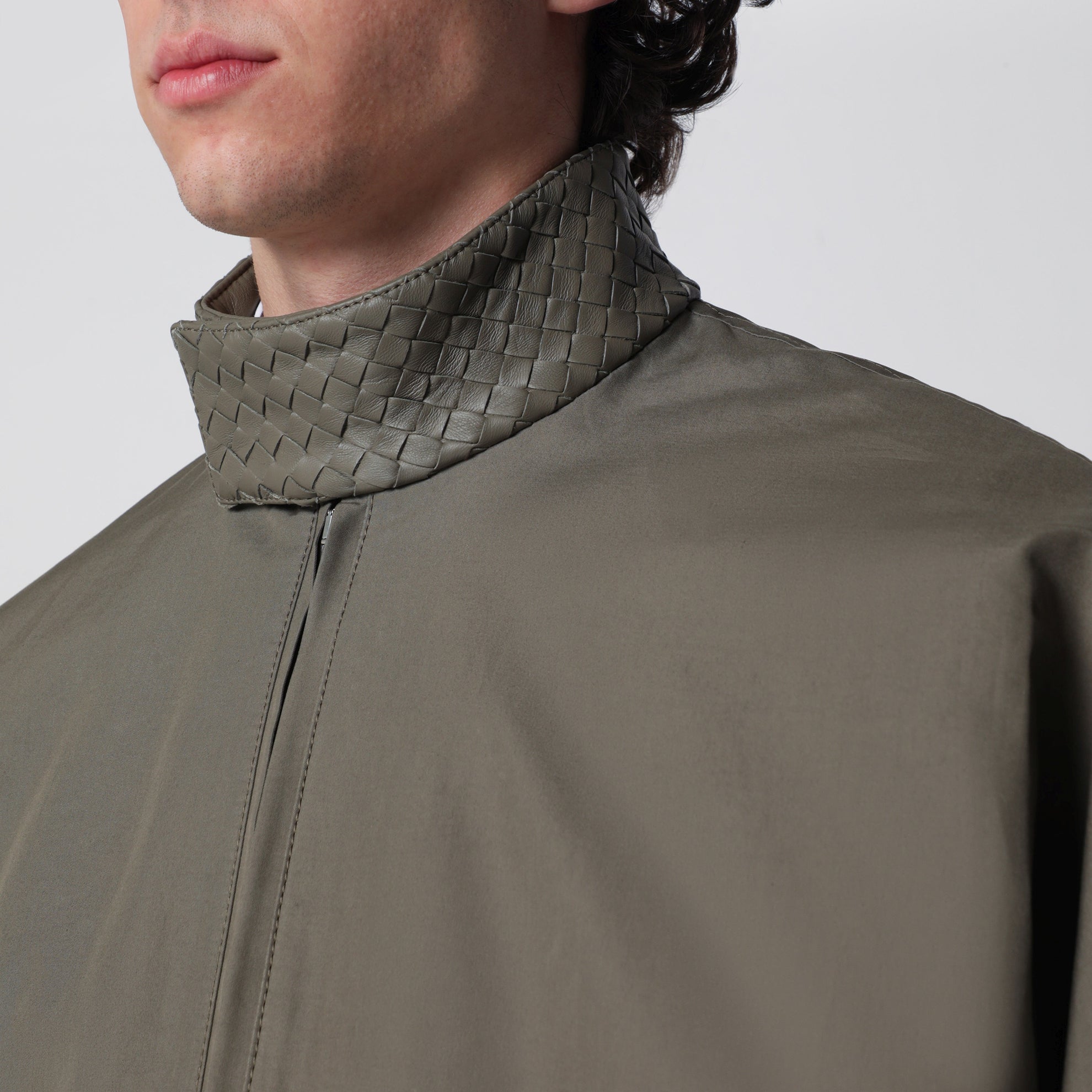 Harrington-Jacke aus kompakter Baumwolle in Stahlgrau