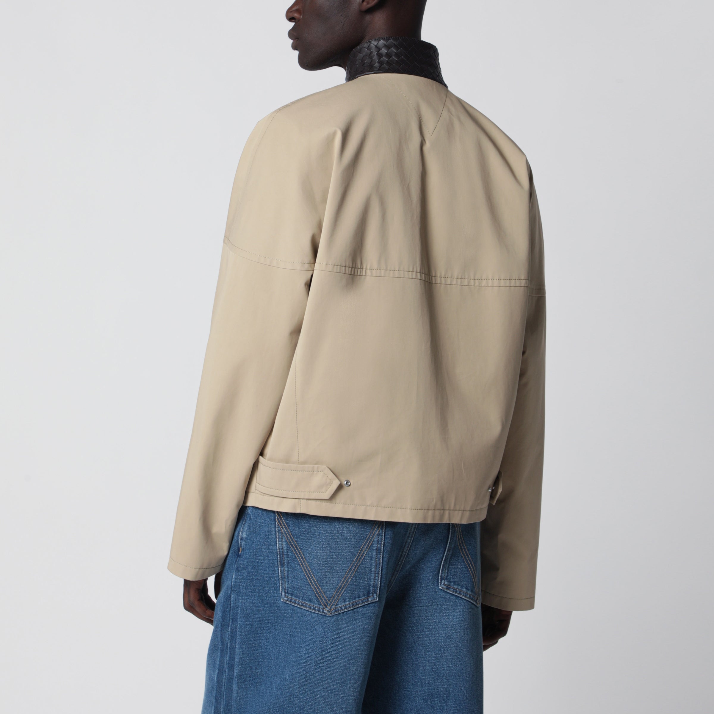 Bottega Veneta Beige cotton jacket with Intrecciato collar