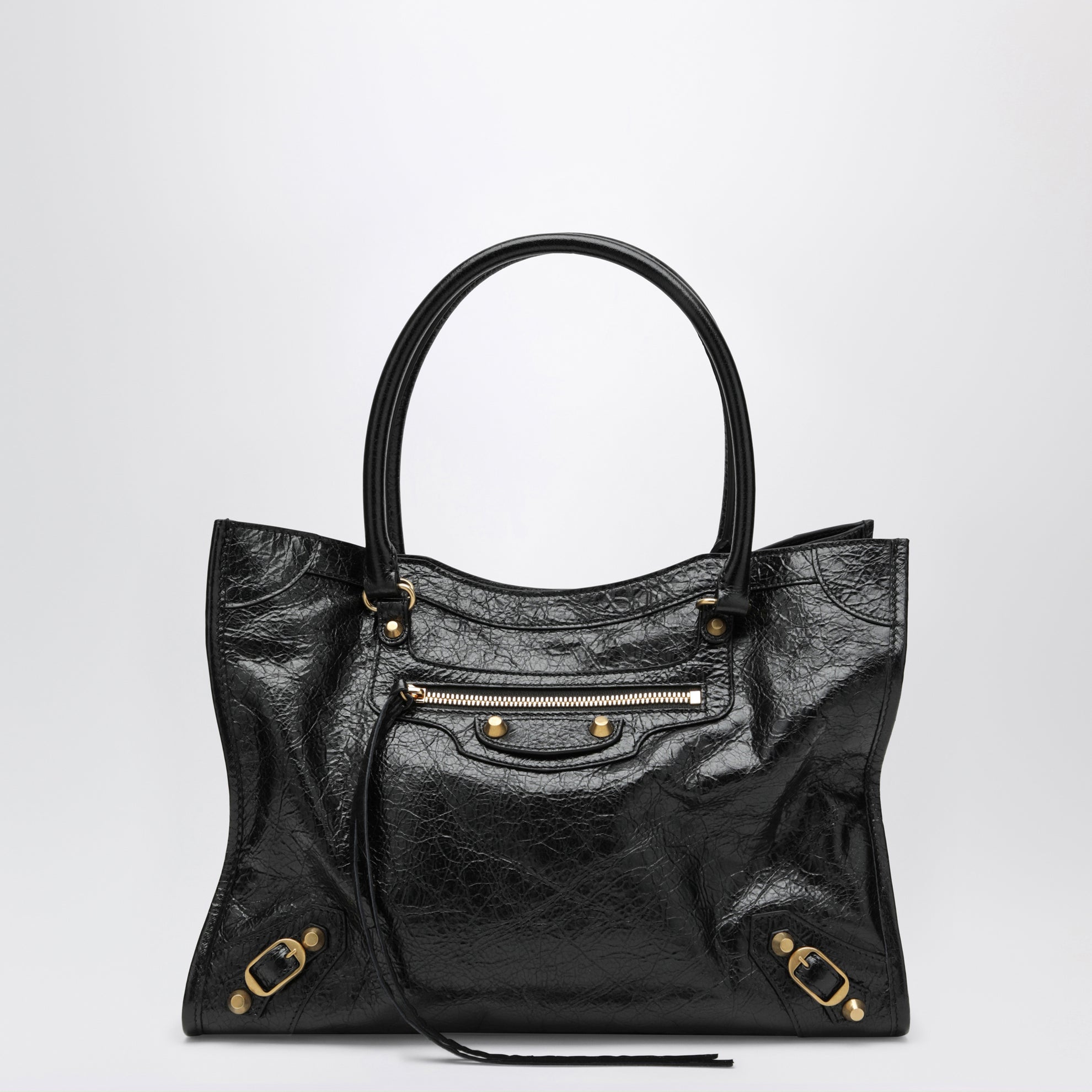 Le City small lambskin leather tote bag in black