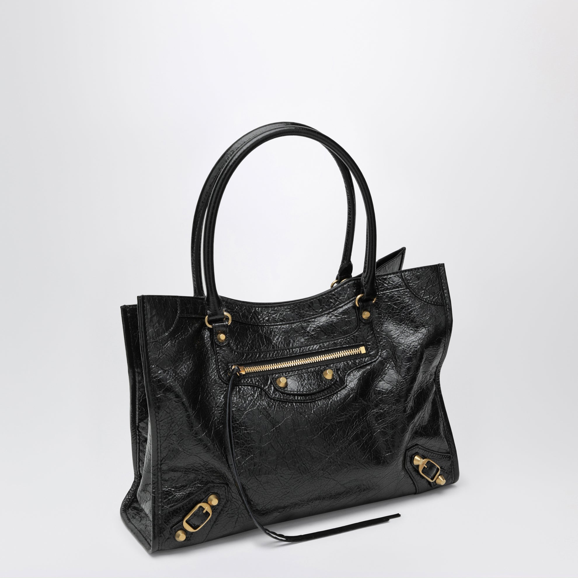 Le City small lambskin leather tote bag in black