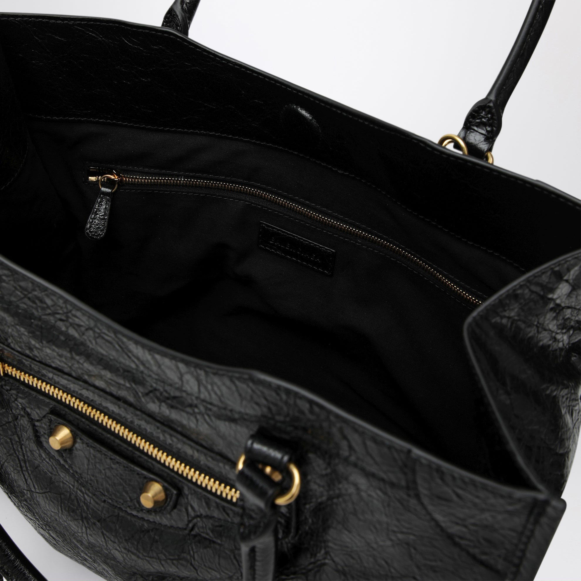 Le City small lambskin leather tote bag in black