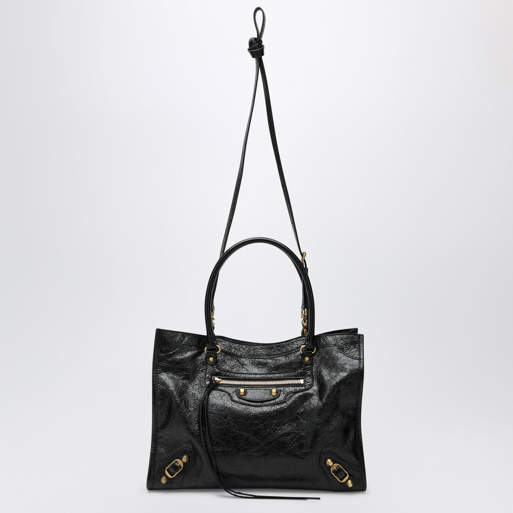 Le City small lambskin leather tote bag in black