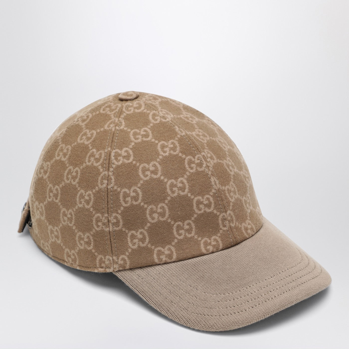 Cappello da baseball in tessuto in maglia GG beige