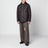 Brown quilted leather shirt jacket